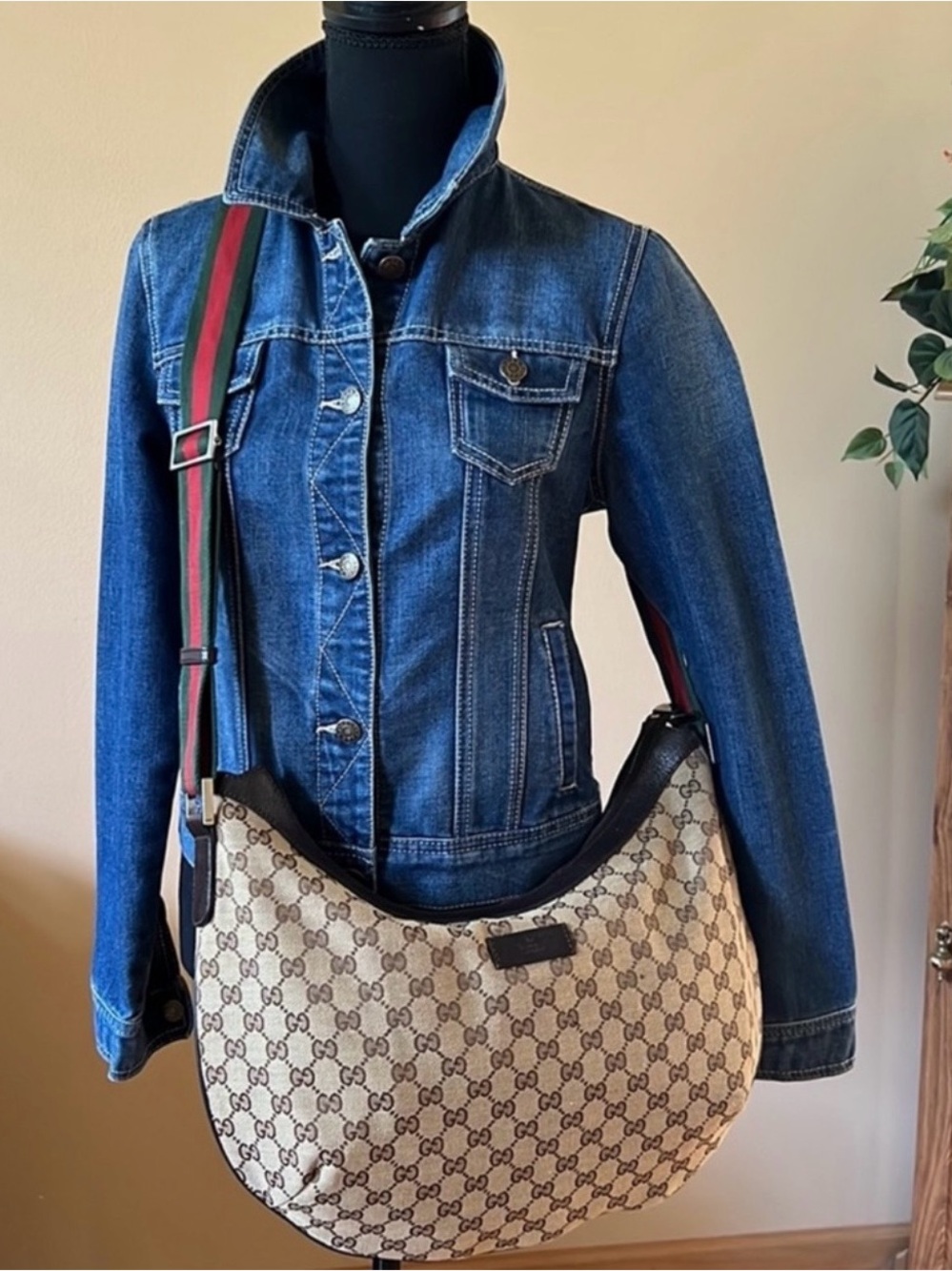 Gucci GG Canvas Web Half Moon Crossbody